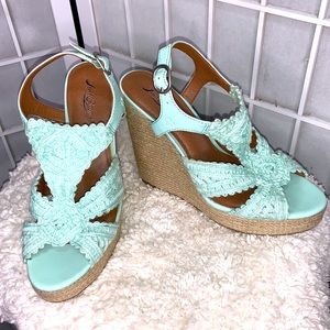 Lucky Brand NWOB Mint Lace Espadrilles Sandals Shoes 9.5
